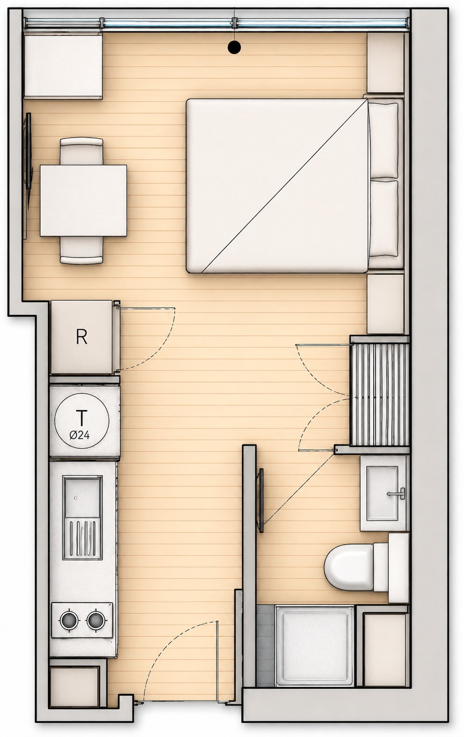 Plano amoblado del modelo A7 del Edificio Don Tomás